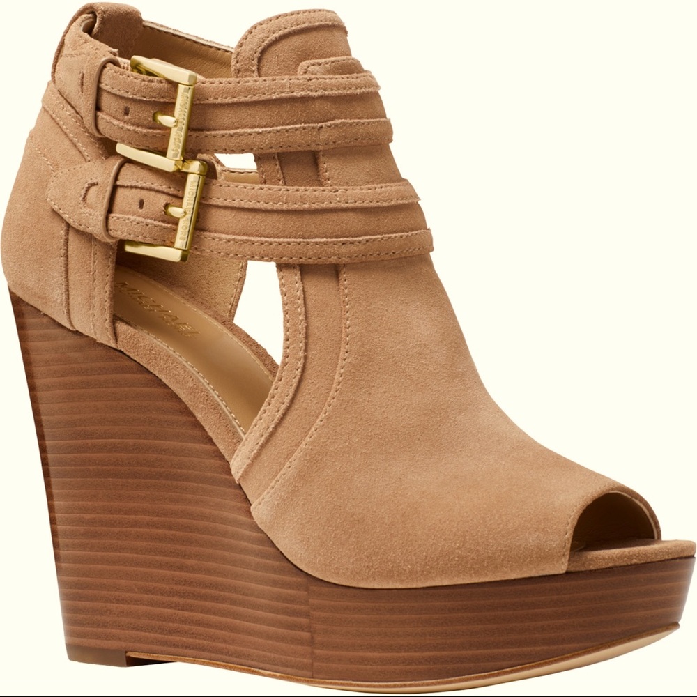 Happy New Year! PRICE DROP! New in Box Michael Kors Suede Wedge Booties Size 7.5